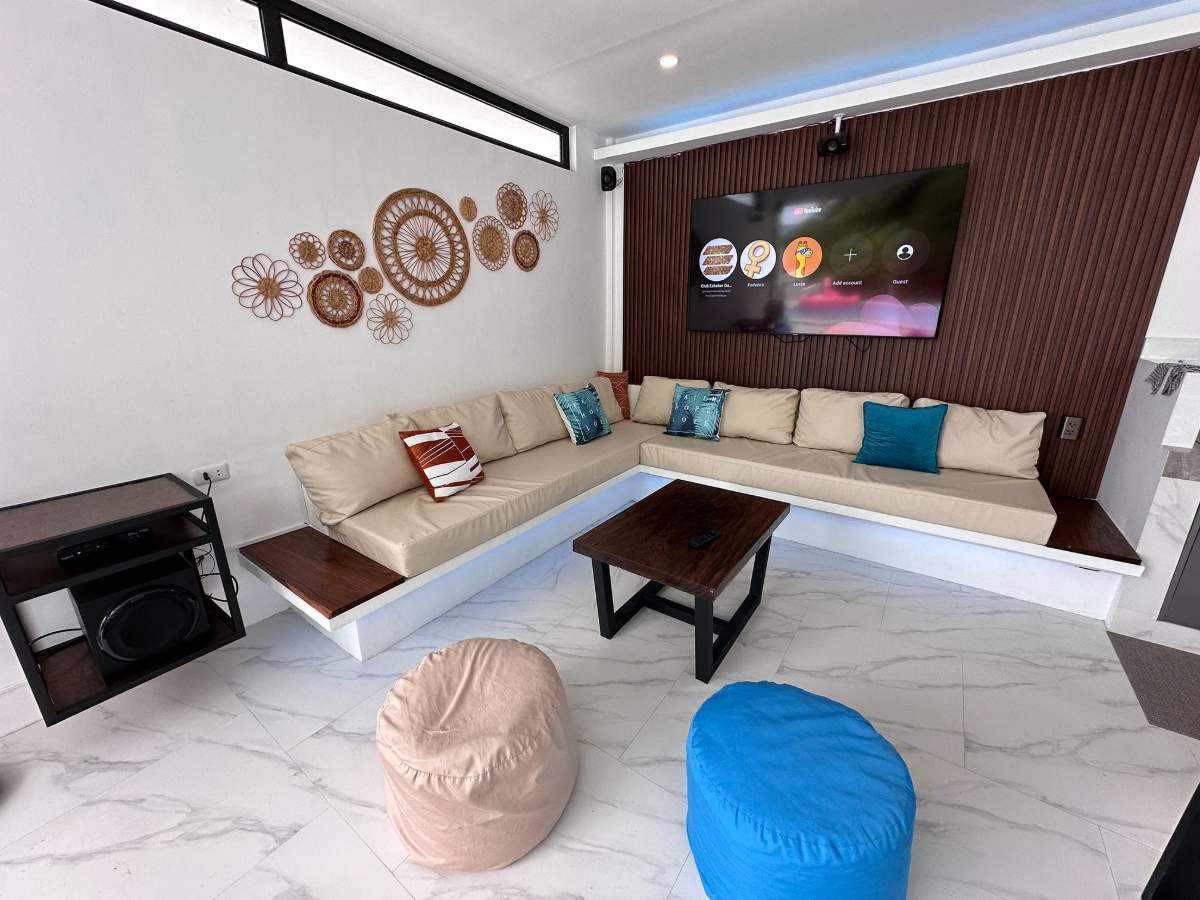 Deck over sky-blue water